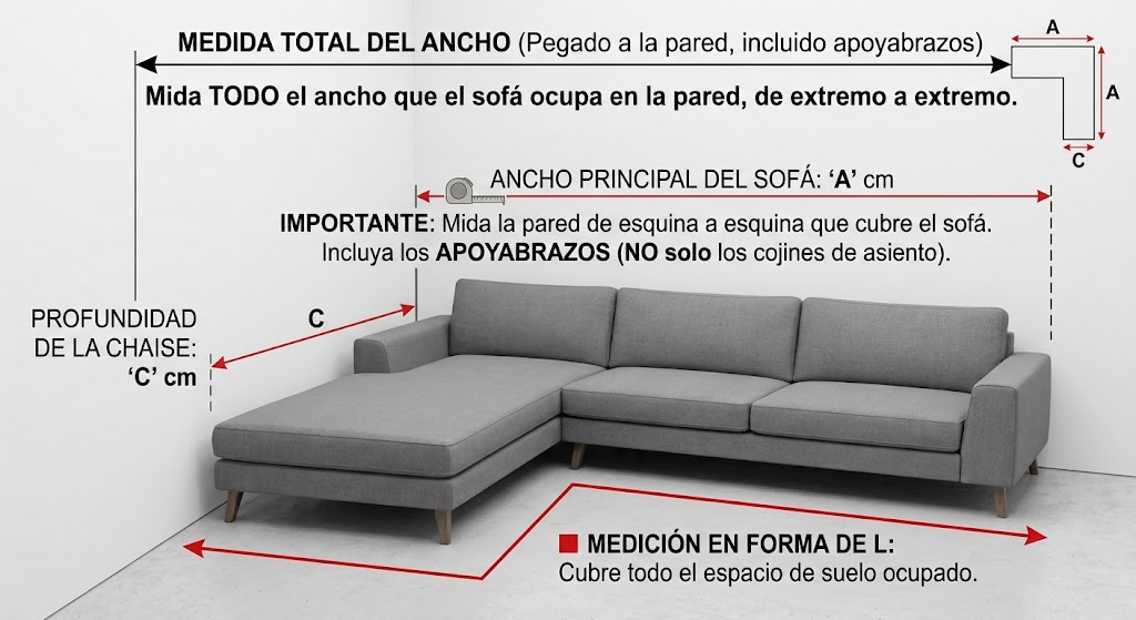 Cómo medir un sofá o chaise longue para presupuesto